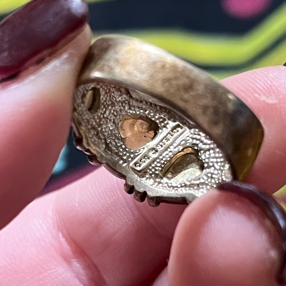 VTG Black Hills Gold 12k Sterling Silver 925 Leaf Design Size 8 Ring Coleman Co - Picture 6 of 6